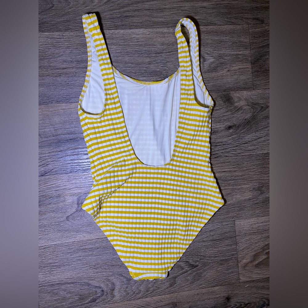 Solid & Striped Yellow Checkered One Piece Swimsu… - image 2